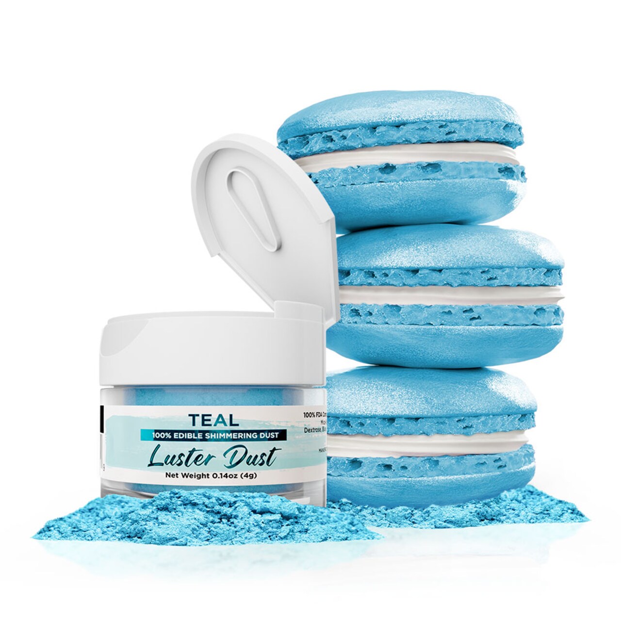 Bakell - Teal Luster Dust (4g, 1x Jar) Edible Vegan Dust & Paint for Baking, Desserts and Beverages